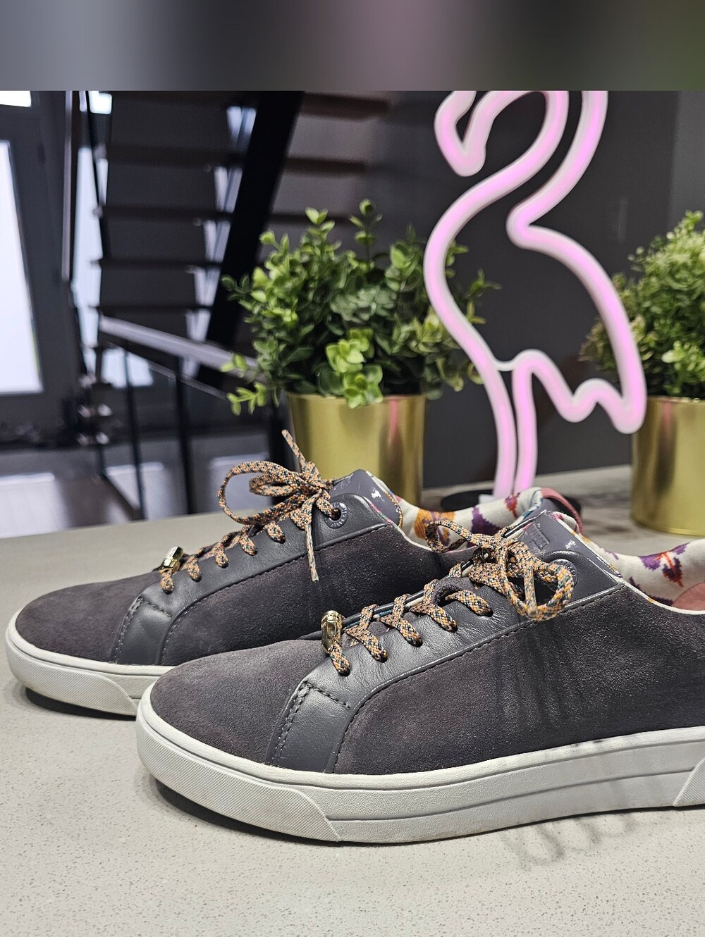 TED BAKER Espadrilles / Sneakers en Daim Gris à Logo - Picture 3 of 9